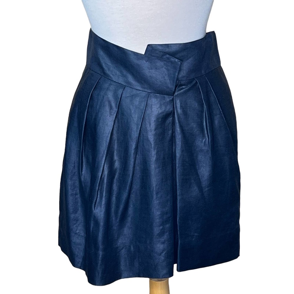 Robert Rodriguez Women’s Navy Mini Skirt with Unique Front Pleat Apx Size 6 - Picture 13 of 13